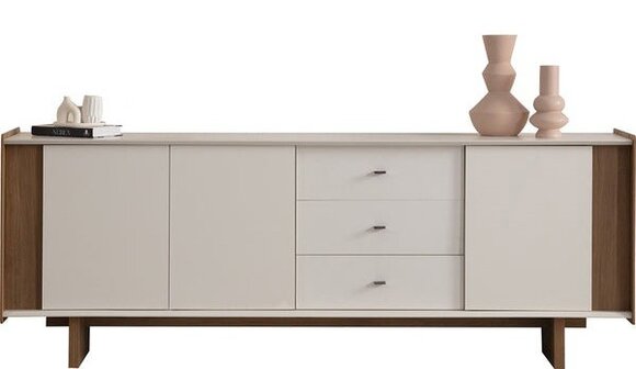 Exklusive Weiß-Braune Küchenanrichte Moderne Küchen Konsole Holz Möbel von JV Moebel