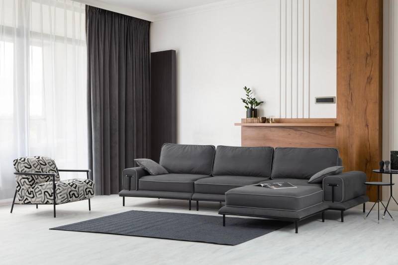 Exklusive Wohnzimmer Garnitur Polster Möbel Ecksofa Hocker 2tlg Set Neu von JV Möbel