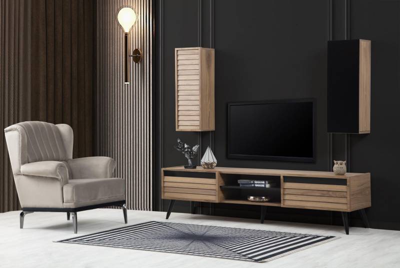 Exklusive Wohnzimmer Set TV-Lowboard und Sessel Luxus Design neu 2tlg von JV Möbel