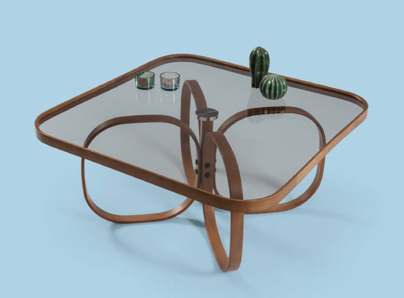 Exklusiver Glastisch Quadratischer Wohnzimmer Couchtisch Holztisch Neu von JV Möbel