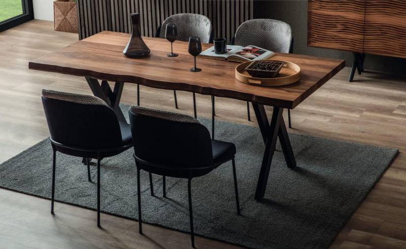 Exklusiver Holz Esstisch Moderne 6x Polsterstühle Esszimmer Garnitur von JV Möbel