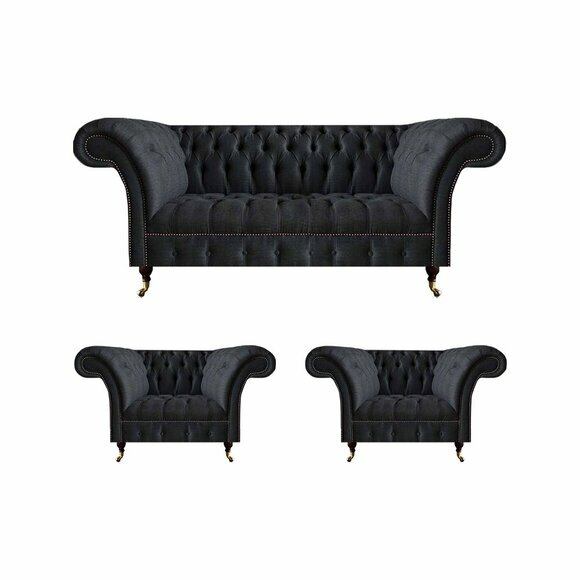 Exklusives Chesterfield Set Moderne Sofagarnitur Designer 3-Sitzer Sessel von JV Moebel