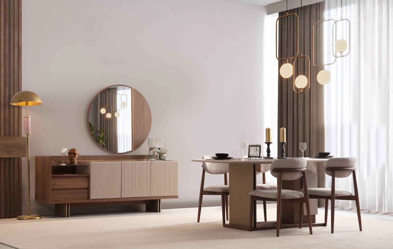 Exklusives Design Esszimmer Set Esstisch + 4x Stühle + Anrichte Neu Exklusives Design Esszimmer Set Esstisch + 4x Stühle + Anrichte Neu von JV Möbel