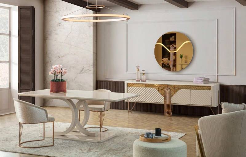 Exklusives Esszimmer Set Esstisch 4x Polsterstühle Anrichte 6tlg von JV Möbel