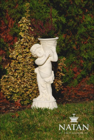 Figur Statue mit Blumen Gefäss Kasten Statuen Figuren Skulptur Garten von JV Möbel