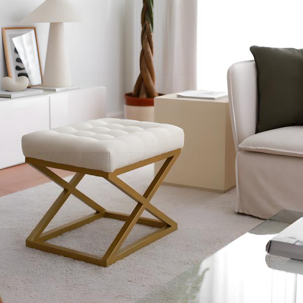 Fußhocker Hocker Puff Ottomane Stoff Wohnzimmer Sitzhocker Gold Luxus von JV Möbel