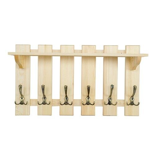 Garderobenpaneel 70x40 cm Wandgarderobe Garderobe Kiefer massiv 6 Haken von JV Möbel