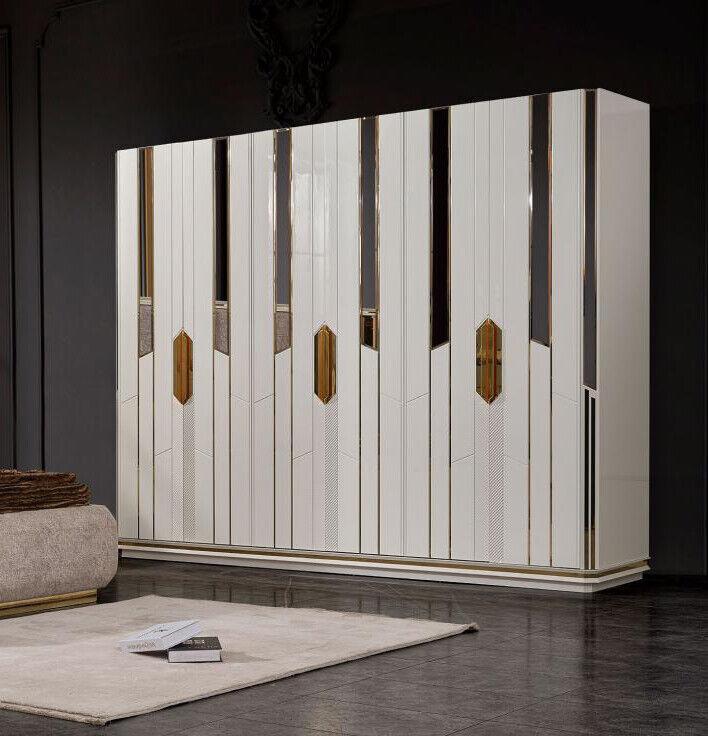 Garderobenschrank Kleiderschrank Holzschrank Moderne Schrank Weiß von JV Möbel