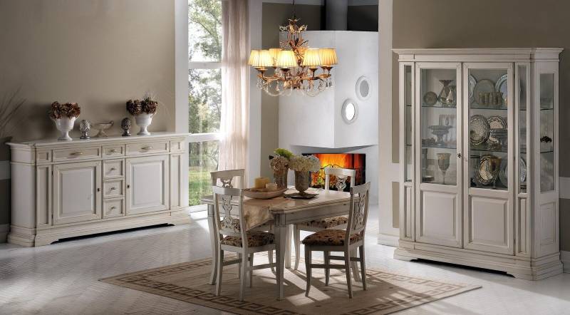 Garnitur 7tlg Holz Möbel Kommode 4x Stuhl Tisch Vitrine Neu Gruppe Esszimmer Set Garnitur 7tlg Holz Möbel Kommode 4x Stuhl Tisch Vitrine Neu Gruppe Esszimmer Set von JV Möbel