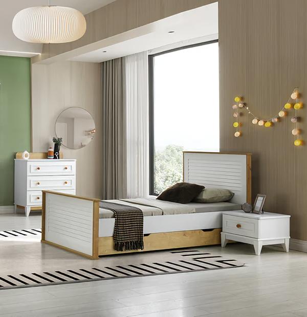 Garnitur Bett Schlafzimmer Kinderzimmer Set Möbel 3tlg Holz Garnitur Komplett von JV Möbel
