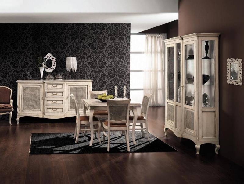 Garnitur Holz Möbel Kommode 4x Stuhl Tisch Vitrine Neu Gruppe Esszimmer Set 7tlg Garnitur Holz Möbel Kommode 4x Stuhl Tisch Vitrine Neu Gruppe Esszimmer Set 7tlg von JV Möbel