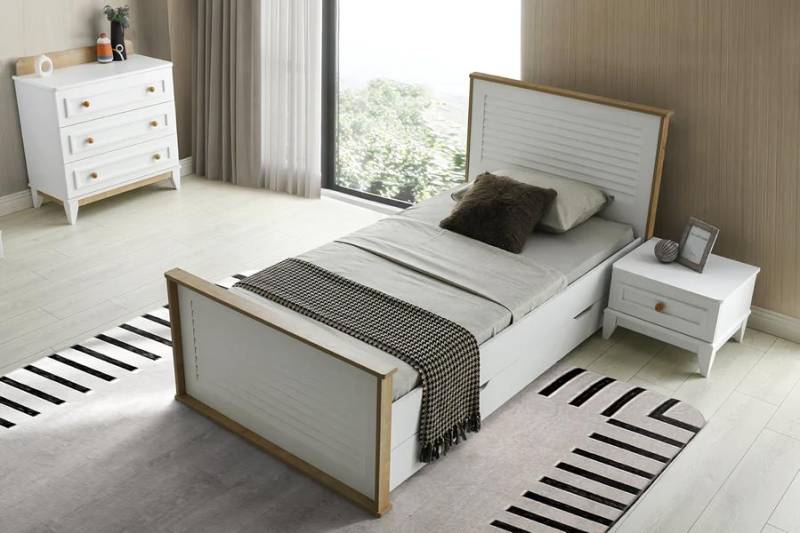 Garnitur Set Bett Nachttisch Kommode Schlafzimmer Jugendzimmer 3tlg. Möbel Neu von JV Möbel