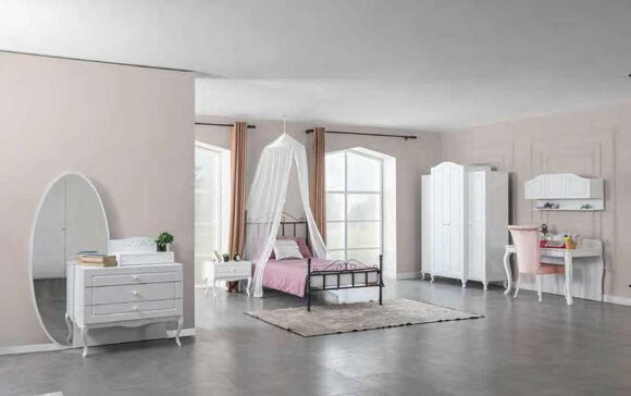 Garnitur Set Bett Nachttisch Kommode Schlafzimmer Jugendzimmer 6tlg. Möbel Neu von JV Möbel