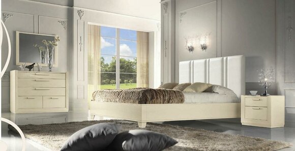 Garnitur Set Schlafzimmer Bett Nachttisch Kommode Spiegel Luxus Holz Design 5tlg von JV Möbel