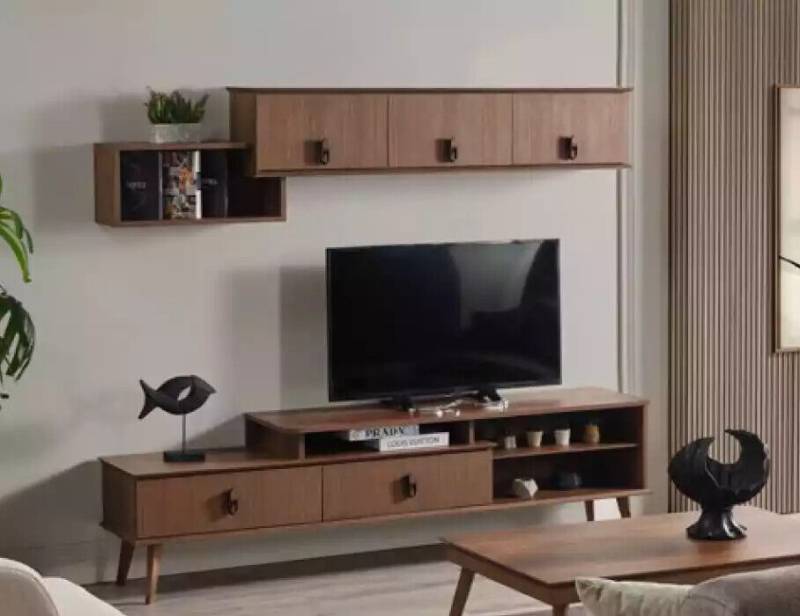 Garnitur rtv Set 2tlg. Wohnwand TV Lowboard Wandschrank Braun Design von JV Möbel