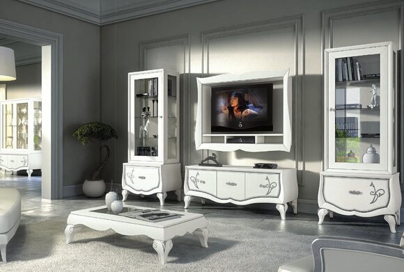 Garnitur rtv Set 4tlg. Wohnwand TV Lowboard Vitrine Sideboard Schrank Design Neu von JV Möbel