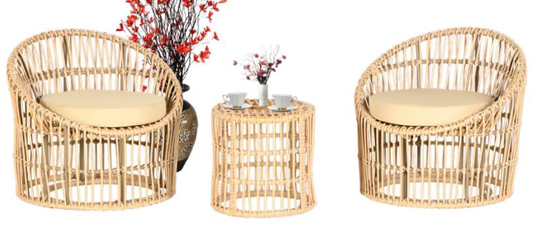 Garten Möbel Set 3tlg Sitzmöbel Garnitur Terrasse Couchtisch Sessel Hochwertiges von JV Möbel