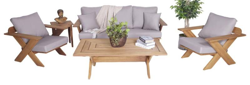 Garten Möbel Set 4tlg Sofagarnitur Couchtisch Sitzmöbel Sessel Terrassenmöbel von JV Möbel