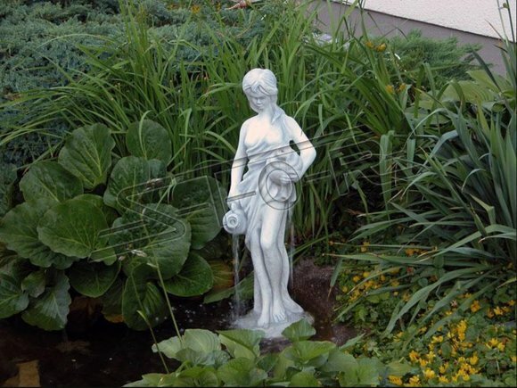 Gartenfigur "Frau Fontaine" 78cm Teichfigur Menschen Steinguss Gartendeko von JV Möbel