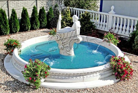 Gartenfigur für "Fontaine" 192cm Teichfigur Menschen Steinguss Gartendeko von JV Möbel