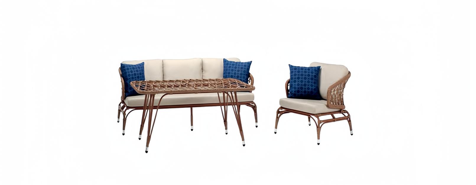 Gartenmöbel Braun Robuste Garten Rattan Garnitur Couchtisch Sessel Sofa 3 Sitzer Gartenmöbel Braun Robuste Garten Rattan Garnitur Couchtisch Sessel Sofa 3 Sitzer von JV Möbel