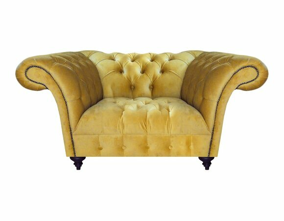 Gelber Luxus Chesterfield Einsitzer Moderner Polstersessel Lehnsessel von JV Moebel