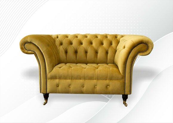 Gelber Sessel Lounge Club Möbel Textil Chesterfield Polster 1,50 Sitze xxl big von JV Möbel