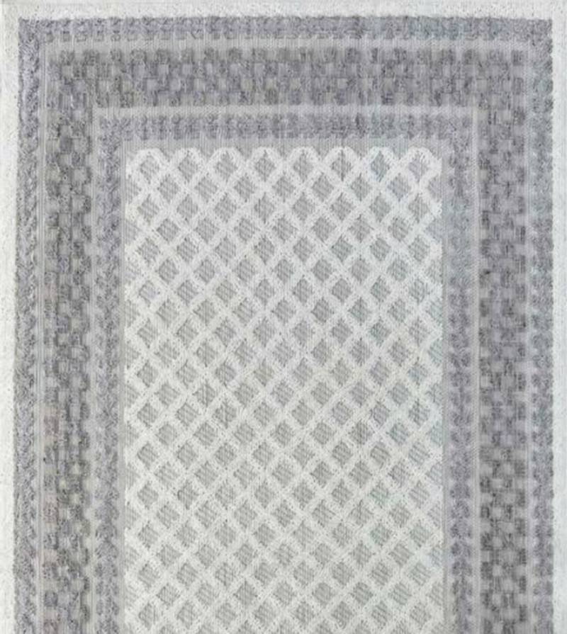 Geometrisch Teppich Wohnzimmer Teppich Blau Bordüre Ornament Kurzflor von JV Möbel