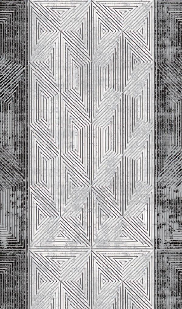 Geometrisches Muster Design Teppich Kurzflor Flur Foyer Grau Schwarz Teppiche von JV Möbel
