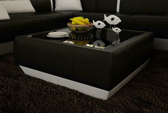 Gepolsterte Sofa Tische Schwarzer Couchtisch Glastisch Beistell Moderner von JV Möbel