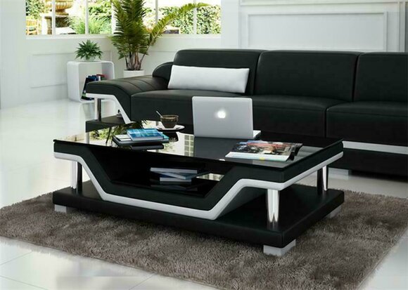 Gepolsterte Tische Schwarzer Couchtisch Glastisch Sofa Beistell Moderner Gepolsterte Tische Schwarzer Couchtisch Glastisch Sofa Beistell Moderner von JV Möbel