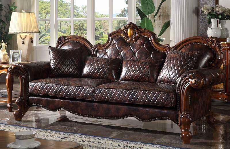 Geschnitzte Barock Wohnzimmer Möbel Sofa Leder Couch Dreisitzer Sitz von JV Möbel