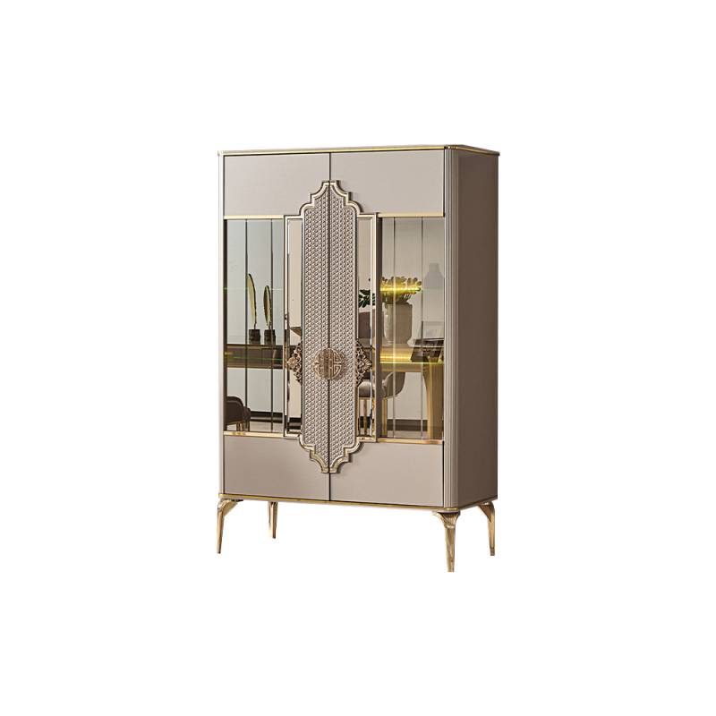Glasschrank Schaukasten Vitrine Schrank Holzschrank Beige Glasvitrine Holz Luxus von JV Möbel