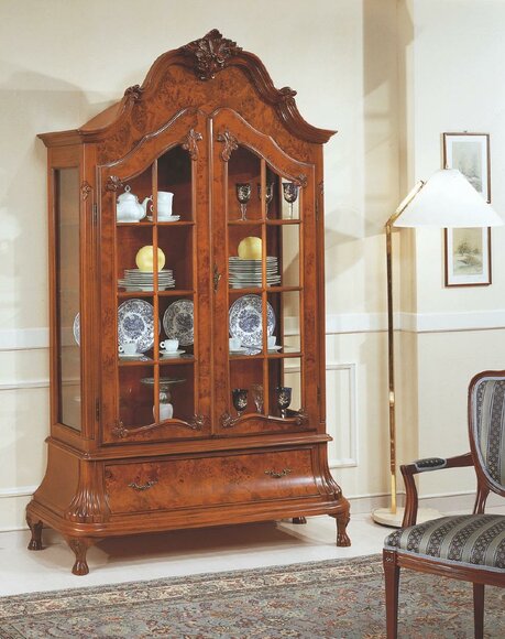Glasvitrinen Wohnzimmer Möbel Braune Vitrine Klassischer Italienische Schrank von JV Möbel