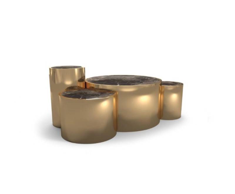 Goldener Couchtisch Wohnzimmer Beistelltisch Modernes Design Glasplatte von JV Möbel