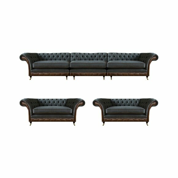 Grau-Braune Chesterfield Sofas Designer Sessel Polstercouch Edle Möbel Grau-Braune Chesterfield Sofas Designer Sessel Polstercouch Edle Möbel von JV Moebel