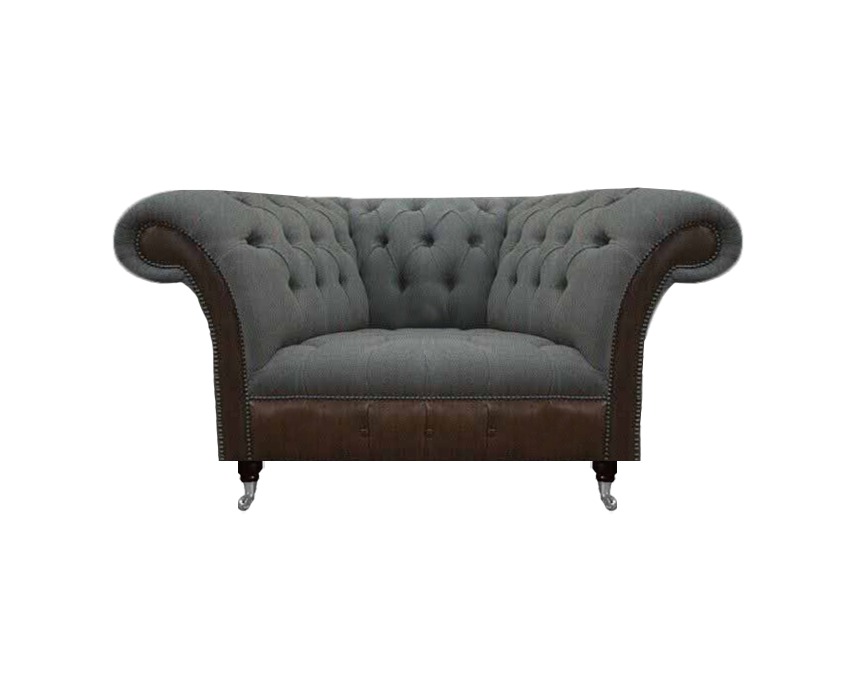 Grau-Brauner Chesterfield Sessel Designer Sitzmöbel Moderner Einsitzer von JV Moebel