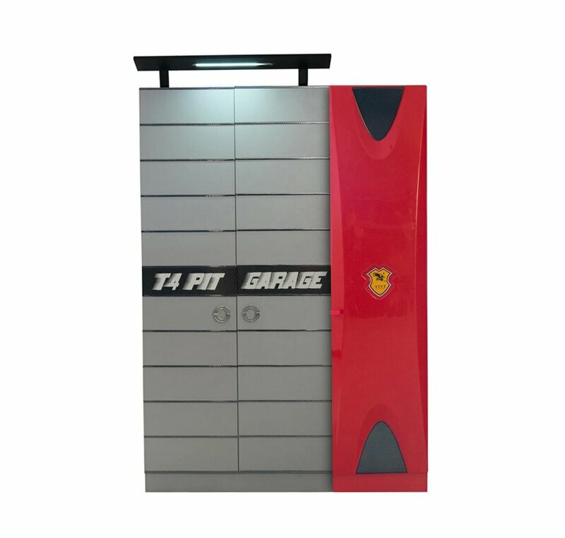 Grau-Roter Kleiderschrank Kinderzimmer Möbel Edler 3-türiger Holzschrank Grau-Roter Kleiderschrank Kinderzimmer Möbel Edler 3-türiger Holzschrank von JV Moebel