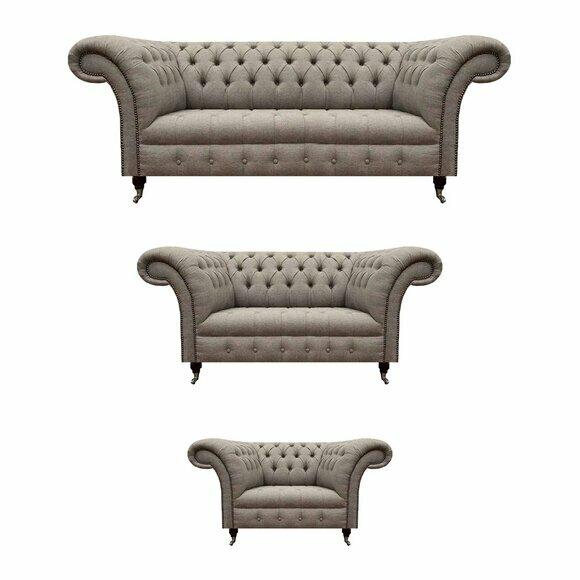 Grau Zweisitzer Sofa Set 3tlg Dreisitzer Sofa Designer Sessel Chesterfield Grau Zweisitzer Sofa Set 3tlg Dreisitzer Sofa Designer Sessel Chesterfield von JV Moebel
