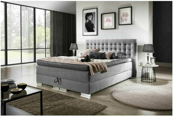 Graue Betten Boxspringbett inkls. Matratze Toppe Komplett Schlafzimmer von JV Möbel
