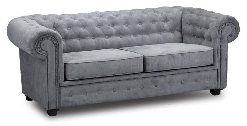 Graue Chesterfield Couch Polster Möbel Zweisitzer Couchen Sofas Stoff Textil von JV Möbel