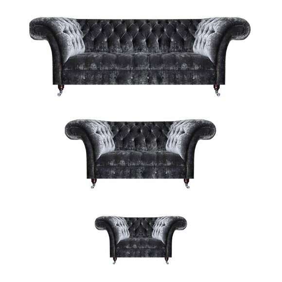 Graue Chesterfield Couchen Polstermöbel Designer 3-Sitzer Textilsofas Graue Chesterfield Couchen Polstermöbel Designer 3-Sitzer Textilsofas von JV Moebel