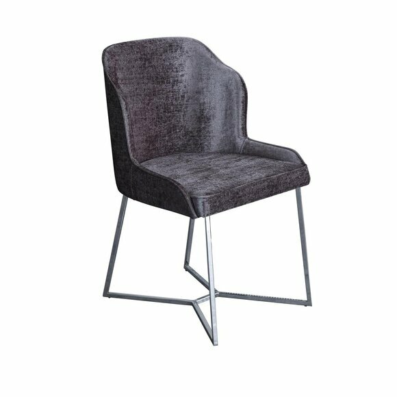 Graue Edelstahl Polsterstühle Esszimmer Stühle Designer Küchen Möbel von JV Moebel