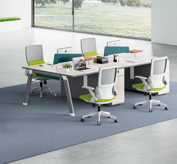Grauer Arbeitstisch Schreibtisch Designer 4-Personen Edle Holz Tische von JV Moebel