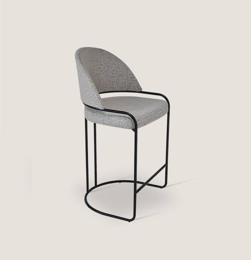 Grauer Barhocker Mit Edelstahlfüßen Esszimmerstuhl Hohe Design Stühle von JV Möbel
