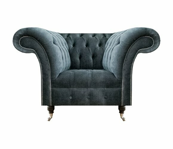 Grauer Chesterfield Einsitzer Designer Polstermöbel Luxuriöser Sessel von JV Moebel