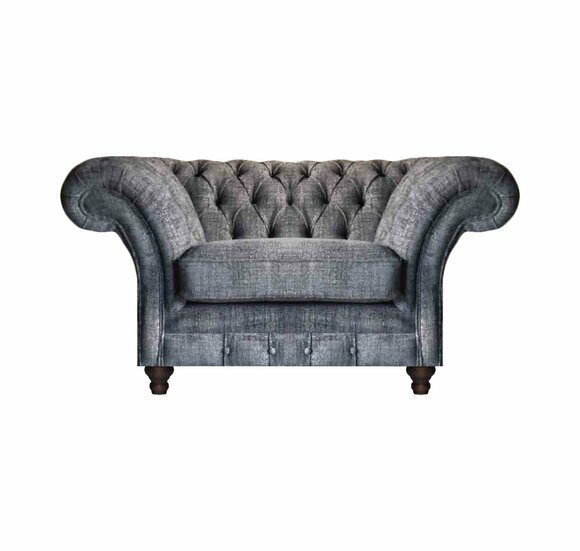 Grauer Chesterfield Sessel Exklusiver Lehnsessel Wohnzimmer Einrichtung von JV Moebel