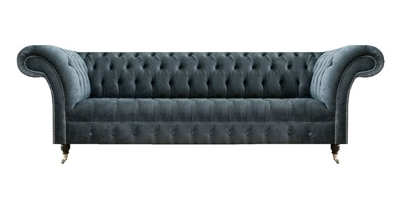 Grauer Chesterfield Viersitzer Wohnzimmer Polstercouch Designer Sofas von JV Moebel