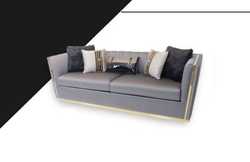 Grauer Dreisitzer Sofa Couch Polster Möbel Einrichtung 250cm xxl Couchen von JV Möbel
