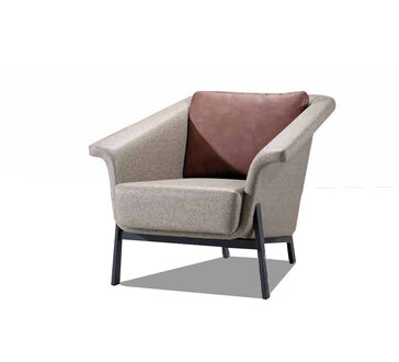 Grauer Einsitzer Designer Fernsehsessel Wohnzimmer Ledersessel 1-Sitzer von JV Möbel